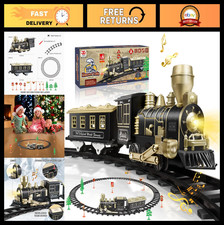 Electric Train Set for Kids 4-8, Complete Toy Train with Tracks, LED Lights  So