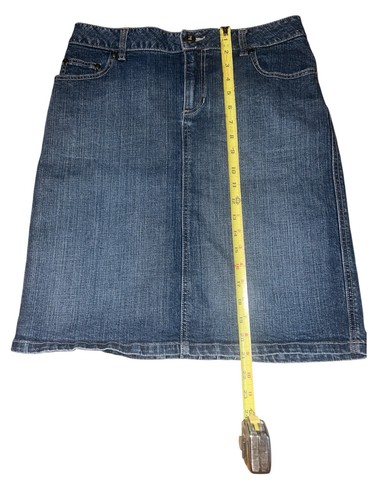 Ruff Hewn Denim Blue Jean Skirt Womens Size 6 Pockets Stretch 32” X 22” - Picture 4 of 8