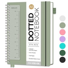 A5 Dotted Grid Journal Spiral Notebook 160 Pages 100 GSM Thick Paper Sage Green