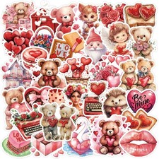 100 PCS Valentine's Day Stickers for Girl Adult, Valentines Day Decorations for