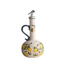 Clay oil bottle floral ceramic bottle with spout fruit motif