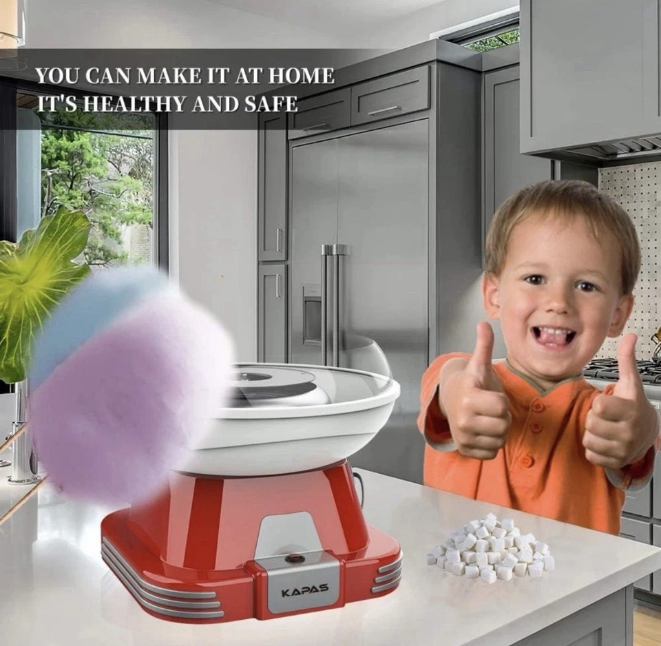 Cotton Candy Maker, Red Candyfloss Machine with Sucker for Kids' Party Holiday - Изображение 2 из 4
