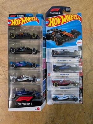 Hot Wheels 2025 Formula 1 F1 5 Pack + Williams +McLaren + Ferrari + Visa Cashap