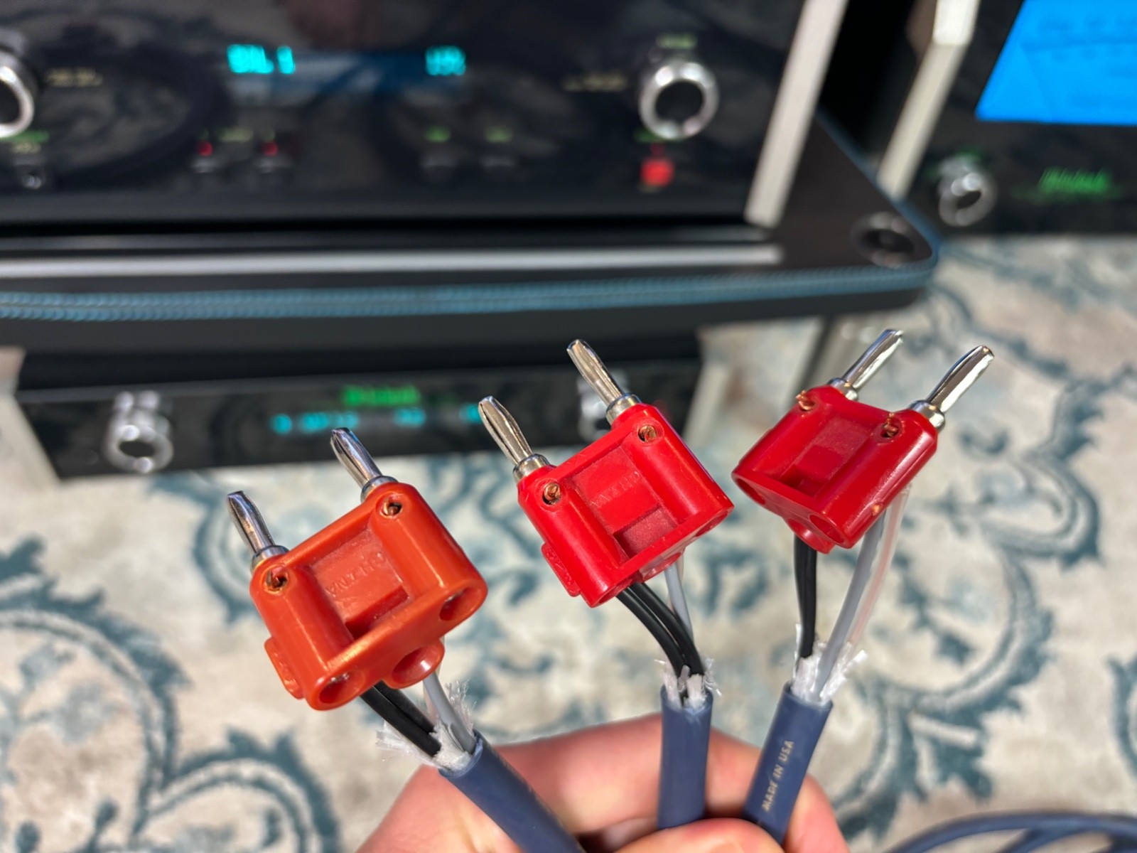 Audioquest Type 4 Speaker Cable Hyperlitz LGC Copper Blue - 15 Ft Trio - Banana