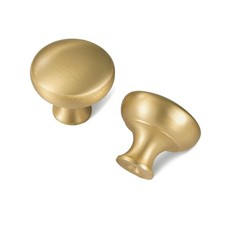 Brushed Gold Kitchen Cabinet Knobs -5 Pack Solid Brass Handle for Dresser Dra...