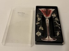 Michael Aram Wine Charms Set of 10 -Vintage Botanical Harvest Collection- Nickel
