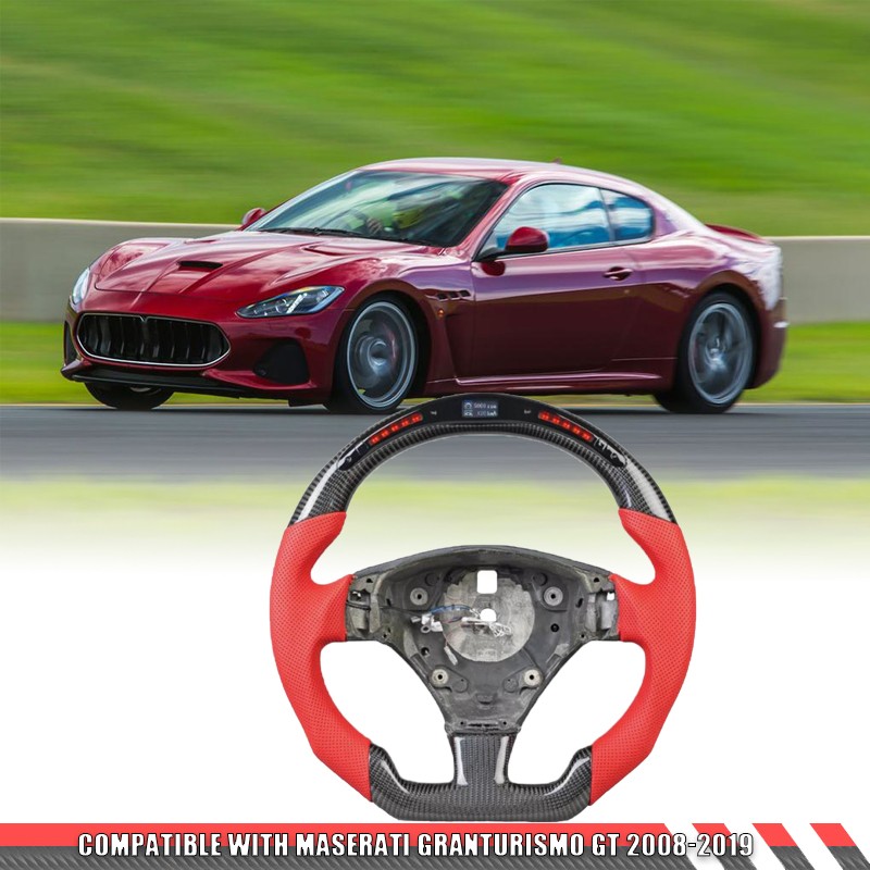 For Maserati GranTurismo GT 2008-2018 2019 Real Carbon Fiber LED Steering Wheel