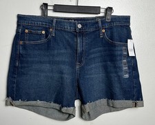 NWT Gap Girlfriend Blue Shorts Stretch Mid Rise Blue sz 14/32