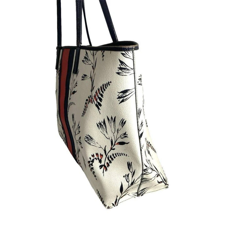 Bolso de Mano Tory Burch KERRINGTON Logo Floral - Bolso de Hombro PVC Blanco Rojo Foto 3 de 4
