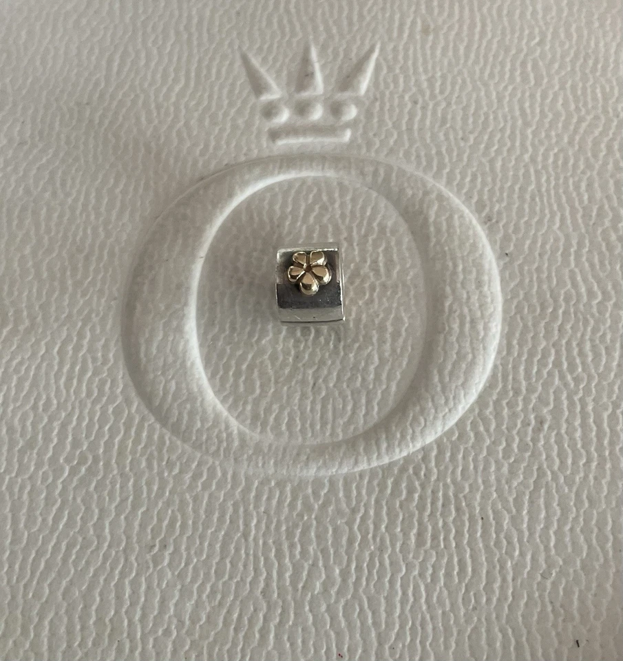Pandora Charm Clip Bicolor 925 Silber + Blüte Gold 790140 Sehr Guter Zustand - Bild 2 von 4