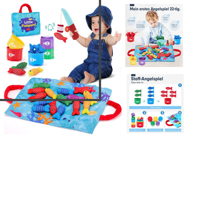 Montessori Angelspielzeug 15 Fische 5 Eimer Lernspielzeug für 1 2