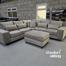Luxury | Soho Corner Sofa | full back | Cream Velvet |Couch With Extra cushions