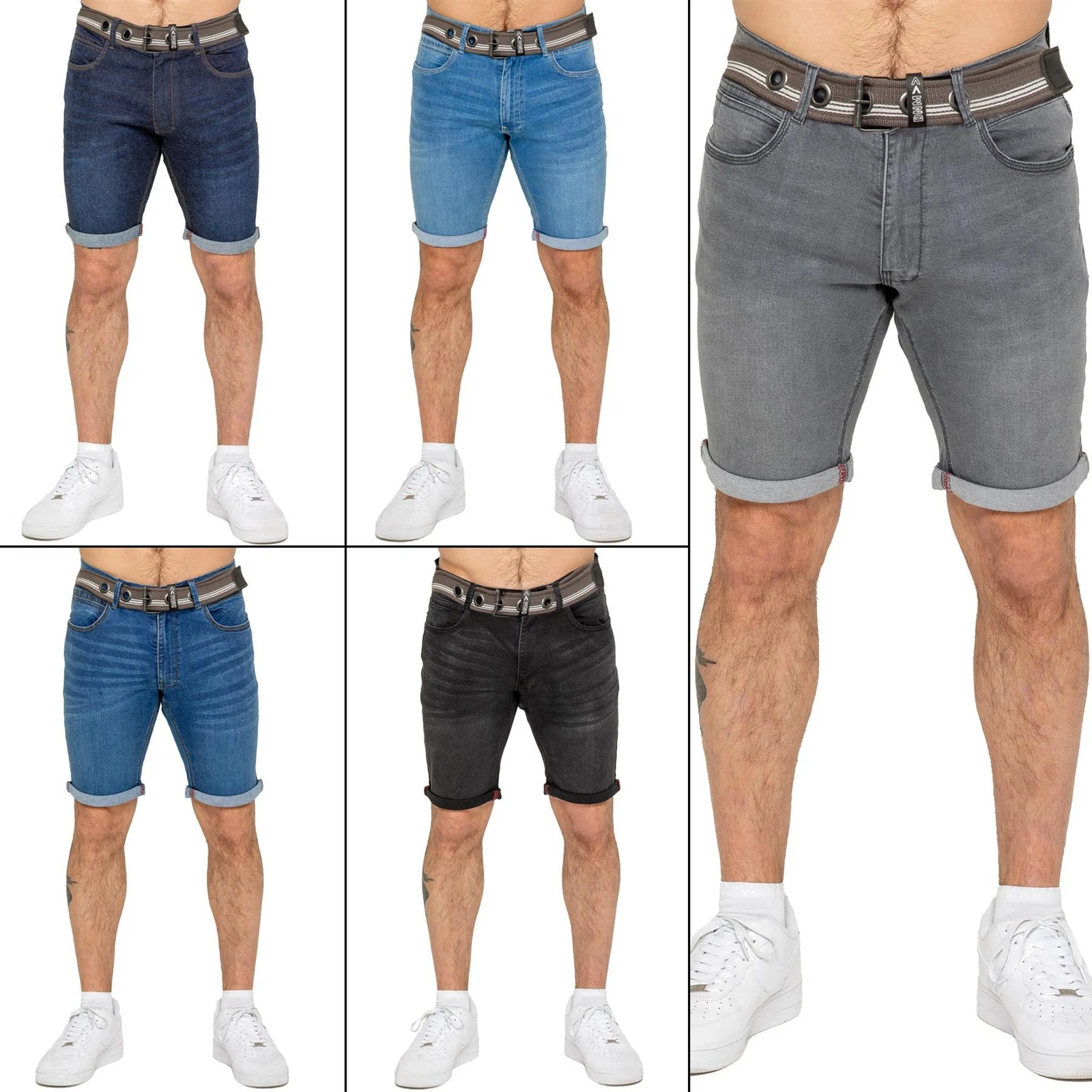 Enzo Mens Denim Shorts Casual Cotton Stretch Slim Fit Belted Summer Half Pants
Opens in a new window