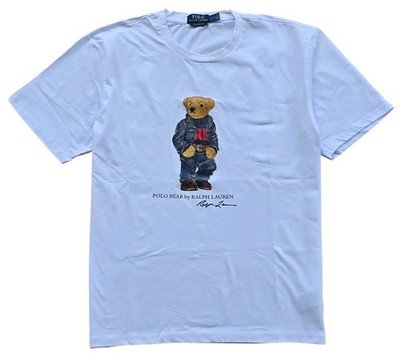 Polo Ralph Lauren Classic Fit Polo Bear Denim Crewneck Jersey T-Shirt White