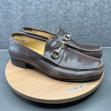 GUCCI 1953 Classic Horsebit Loafers Brown Leather Mens Shoes Size 44 10 VTG 110