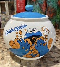 2004 Cookie Monster Cookie Jar Sesame Street Sesame Place Workshop Ceramic 7  