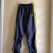 Vintage Adidas Windbreaker Pants 90s Mens Medium Gray/Yellow