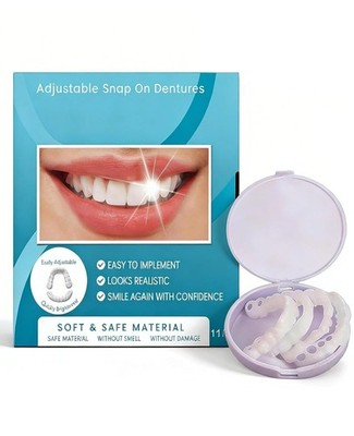 Smile Snap On Upper + Lower False Teeth Dental Veneers Denture Tooth Cover Set