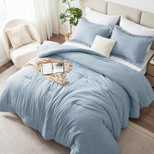 California King Comforter Set - 3 Piece Soft Blue All Season Bedding