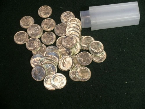 1953-D Choice to GEM BU Roll Roosevelt Dimes  - 50 dimes - 90% Silver