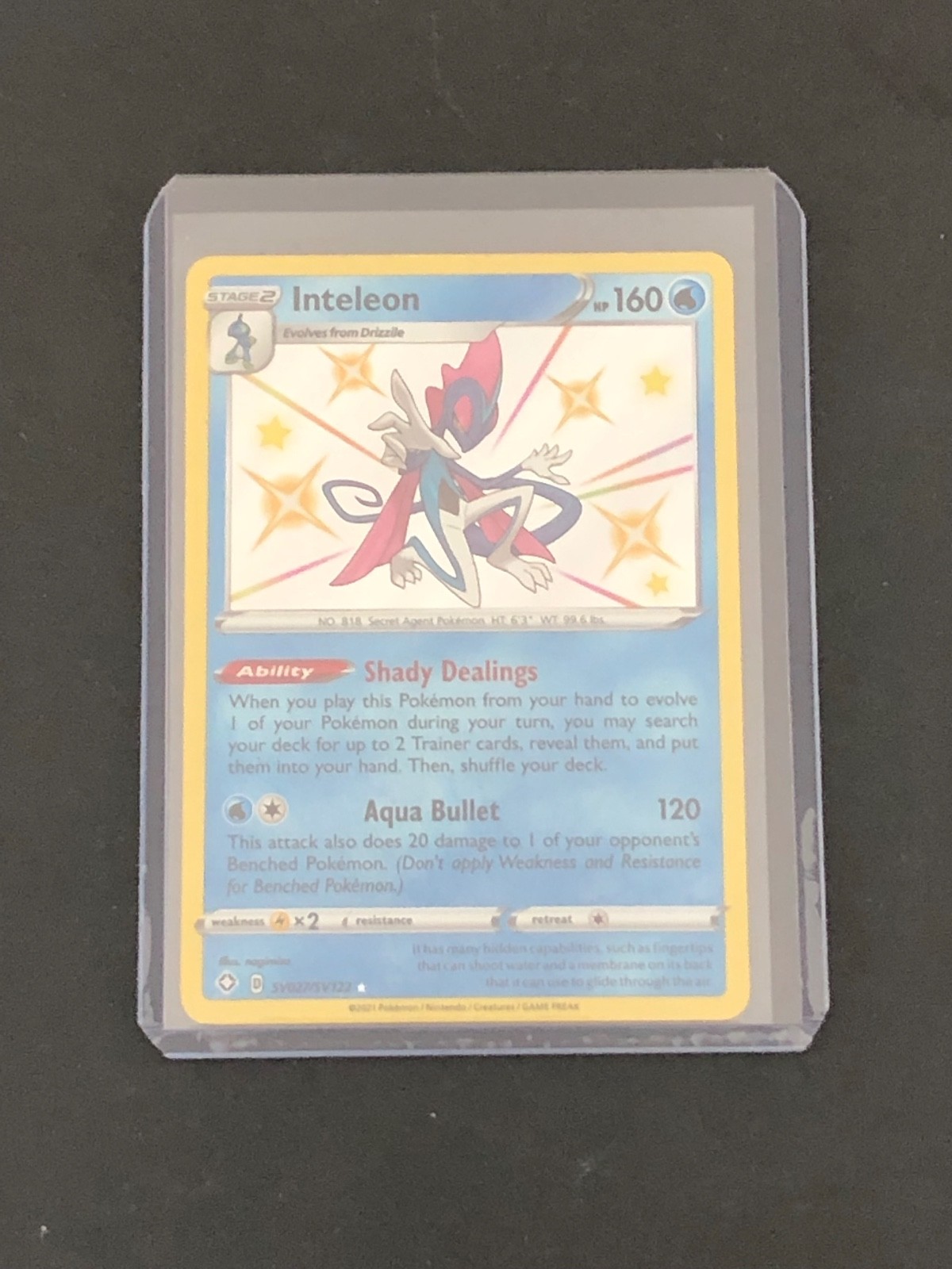 Inteleon - SV027/SV122 - Pokemon Shining Fates Sword Shield Shiny Rare Card NM