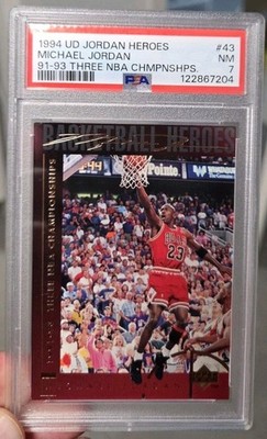 1994-95 Upper Deck Michael Jordan  #43  91-93 Three NBA Champions    PSA 7