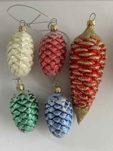 12 Stück Glas Tannenzapfen Weihnachtsschmuck Konvolut Deutsch Inge Glas + Polen - Bild 8 von 11