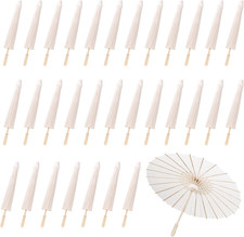 White Paper Umbrellas, 23.6 Inch Paper Parasol Umbrellas Chinese Japanese Style