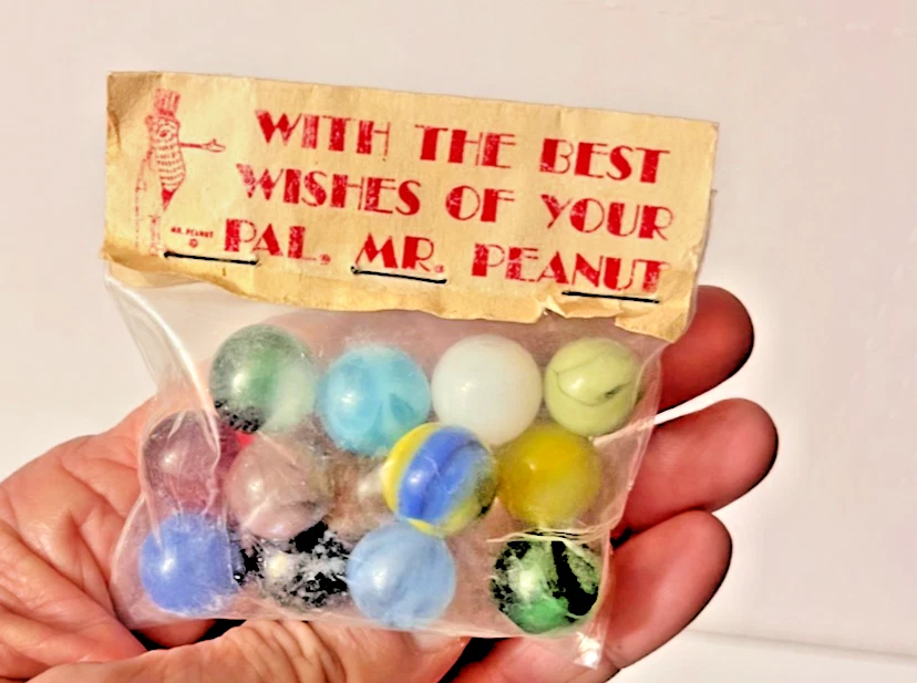 Planters Mr. Peanut Raro Sellado Nuevo Bolsa de 15 Canicas de Juguete Multi Tamaño - IMPRESIÓN ROJA Foto 3 de 4