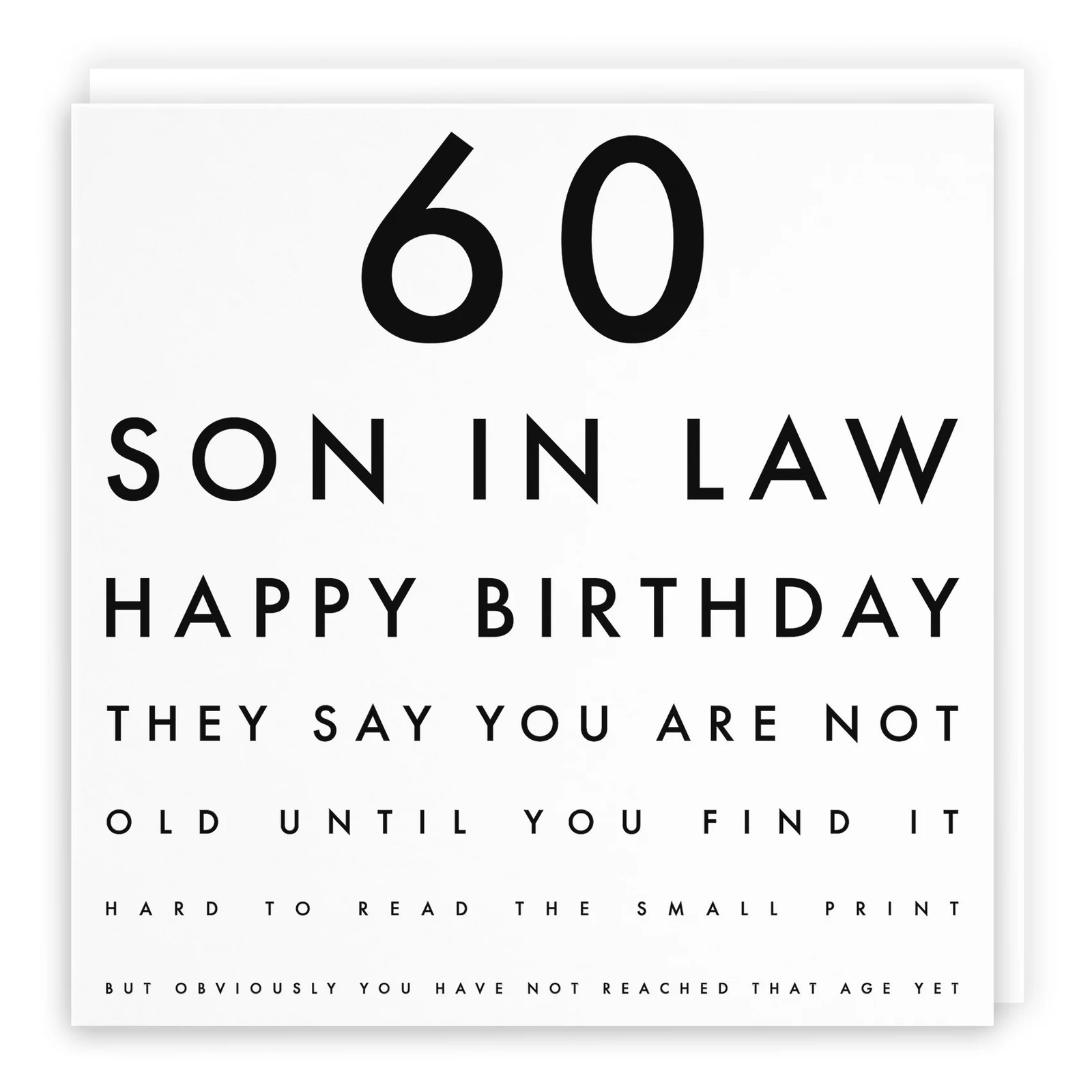 60th Son In Law Eye Sight Joke Birthday Card Letters