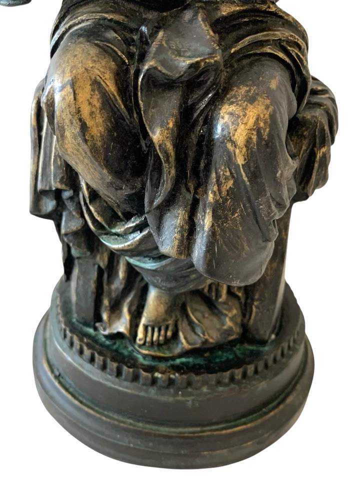 Vintage Art Nova French Figural Bronze Deco Lamp Woman Reading A Book - Image 4 of 4