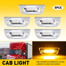5pc Clear Lens Amber LED Roof Clearance Marker Light For Kenworth T680 T770 T880