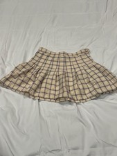 Aeropostale Tan Plaid Pleated Mini Skirt Size S