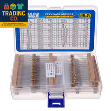 1000 Pcs 25 Values Resistor Kit 1 Ohm-1M Ohm with 5 1/4W Carbon Film Resistors
