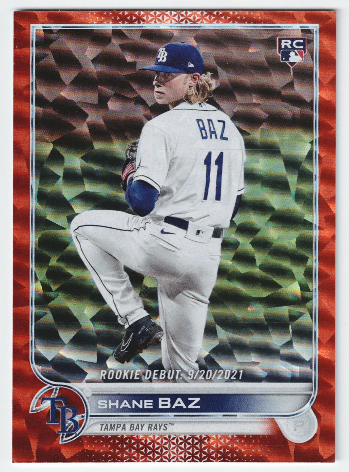2022 Topps Update Shane Baz Rookie Debut RC Orange Foil /299 #US240 Rays