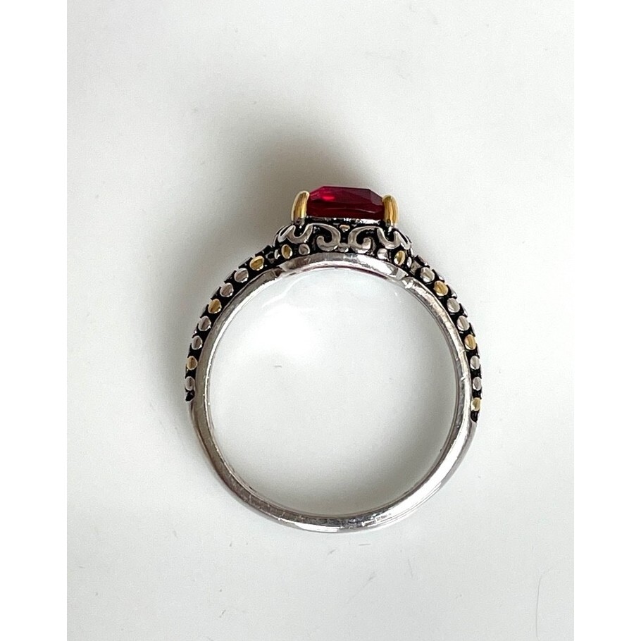 SOLID 925 STERLING SILVER RED CZ SOLITAIRE RING S… - image 5