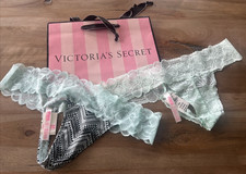 NWT Victoria's Secret PINK Extra Low Rise LACE CHEEKY SEE-THRU PANTIES 2 PR M/M