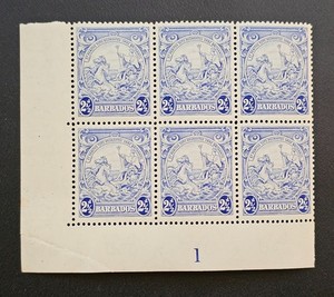 Barbados 1938 KGVI 2½p Ultramarine SG #251 Corner Block Sheet #1 Mint NH