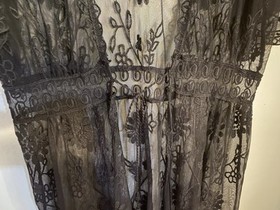 Sexy IRIS Black Lace Kimono Duster Short Sleeve Mid Calf Lady&rsquo;s Cover-up Size L