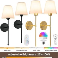 2x Wireless Battery Operated Wall Lights Wall Sconces RGB Dimmable LED Wall Lamp