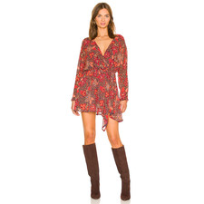 Free People Teegan Boho Cottage Prairie Festival Sheer Floral Mini Dress Small
