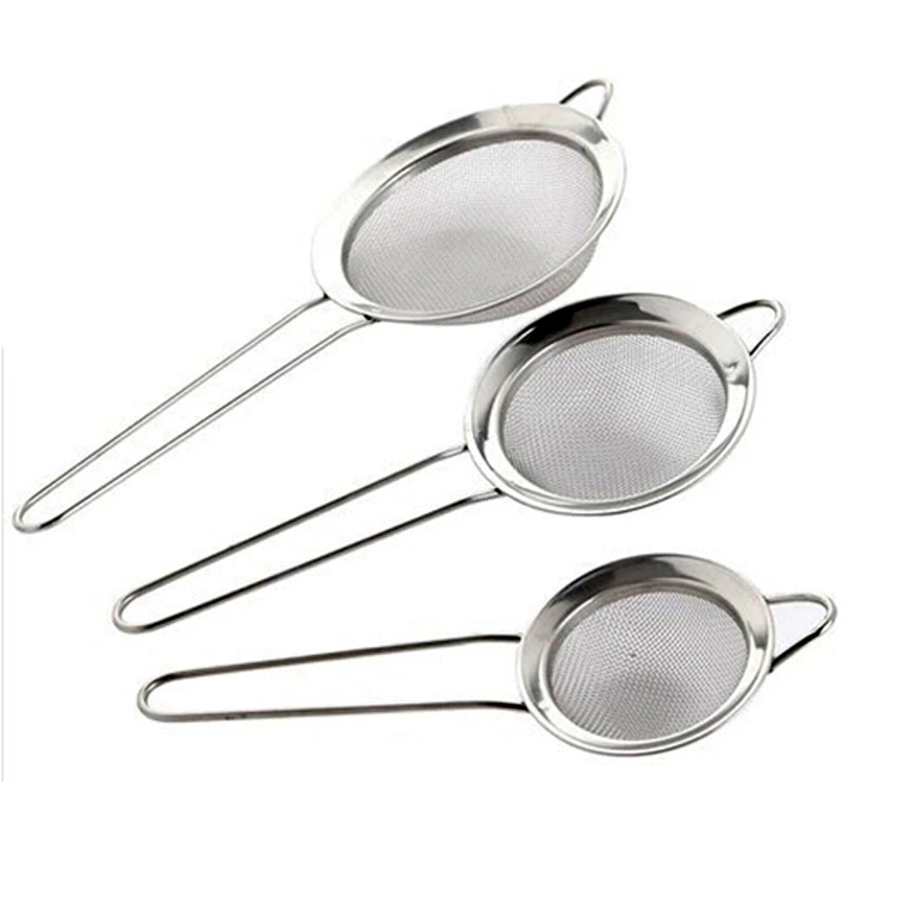 3X Pot Pan Strainer Liquid Drainer Stainless Colander Vegetable Kitchen 3 Sizes*