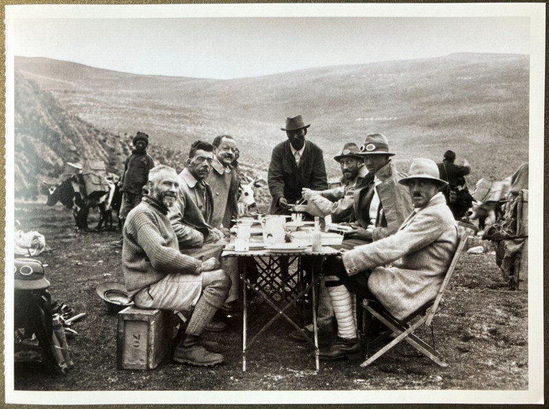 Postcard: 1922 Brit Mt Everest Expedition, breakfast stop, unposted, excel cond