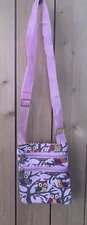 *4 X 6  INCH PINK LONG  STRAP MINI CROSSBODY SIDE BAG WITH  2  ZIPPERS OWL PURSE