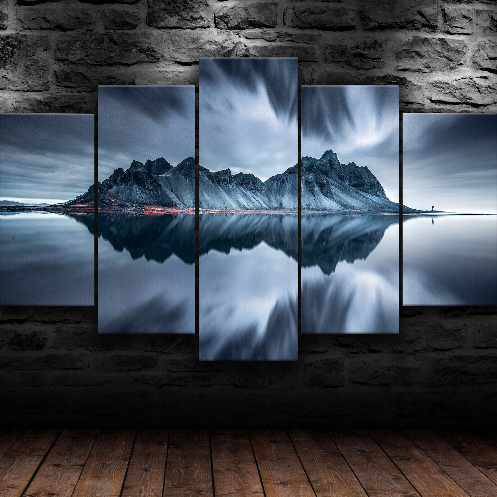 Iceberg Mountain Lake View Beauty 5 Piece Canvas Wall Art Print Home Decor