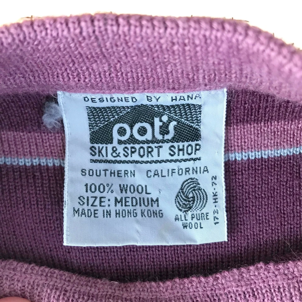 Vintage Meister Pat's Wool Unisex Purple Nordic Alpine Ski Sweater Hong Kong M - Image 3 of 3