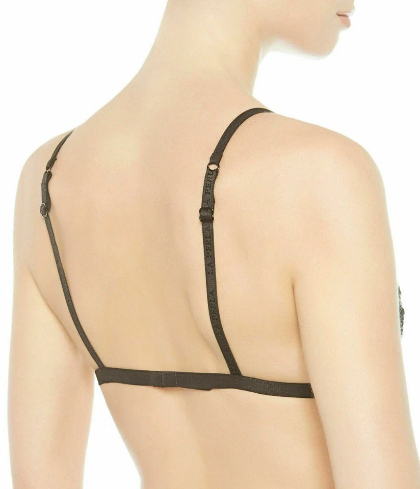 $614 LA PERLA Adornado a Mano Malla Suave Taza Sujetador Ganchillo Cadenas Gemas Negro Foto 3 de 4