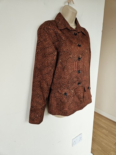PERUVIAN CONNECTION Brown AZTEC Jacket M UK 12 Pima Cotton Blazer Coat POCKETS - Picture 6 of 24