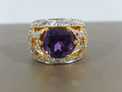 CHATEAU D'ARGENT 925 STERLING SILVER LG LAB-CREATED PURPLE SAPPHIRE RING S5 NEW