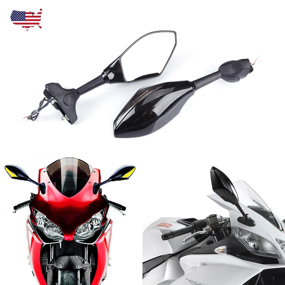 Espejos retrovisores laterales ámbar lam señales de giro LED para motocicleta Kawasaki Yamaha YZF600R Foto 2 de 4
